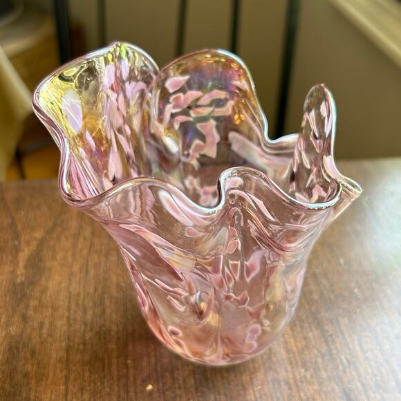 Vintage ’69 Studio Art Glass Connie Christopher Handkerchief Vase pink - Picture 4 of 8